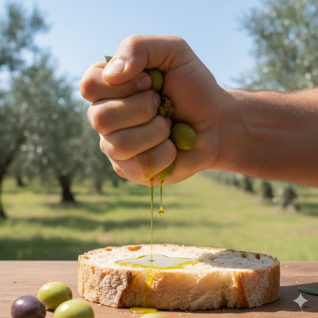 Fasi di spremitura delle olive per l'Olio dei Poeti