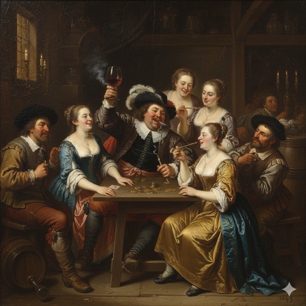 Dipinto storico del Conte Nicoli con i suoi amici